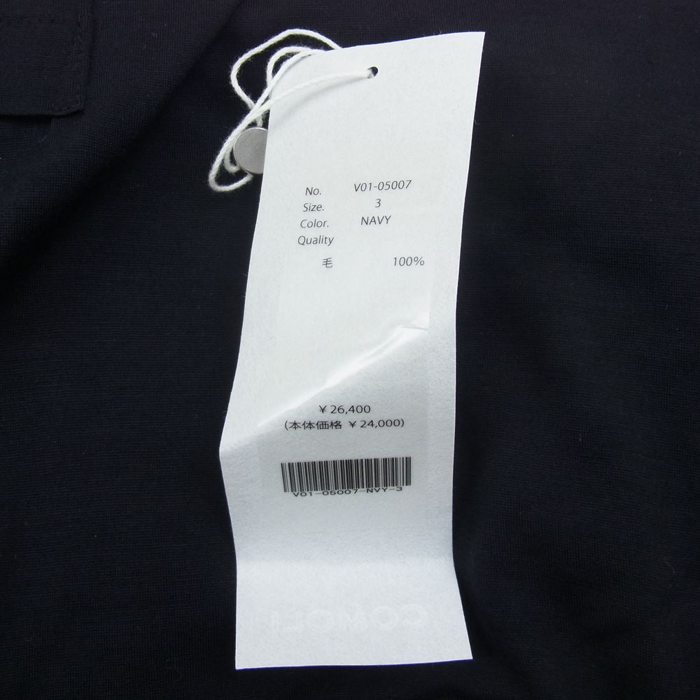 COMOLI コモリ 22SS V01-05007 ウール 天竺 Tシャツ NAVY ネイビー系 3【中古】