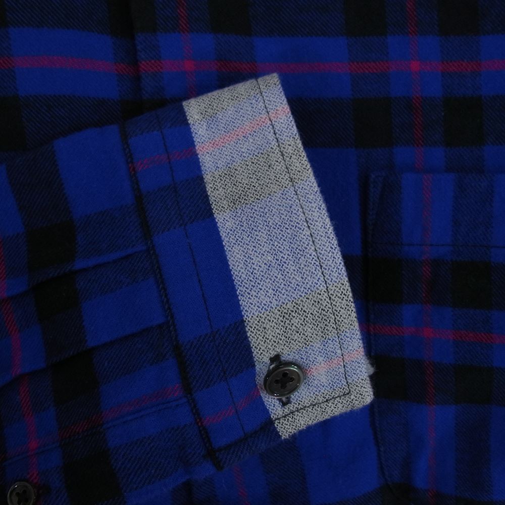 uniform experiment ユニフォームエクスペリメント UE-212035 LINE FLANNEL BIG REGULAR COLLAR SHIRT ライン フランネル ビッグ レギュラーカラー 長袖シャツ ブルー系 2【中古】