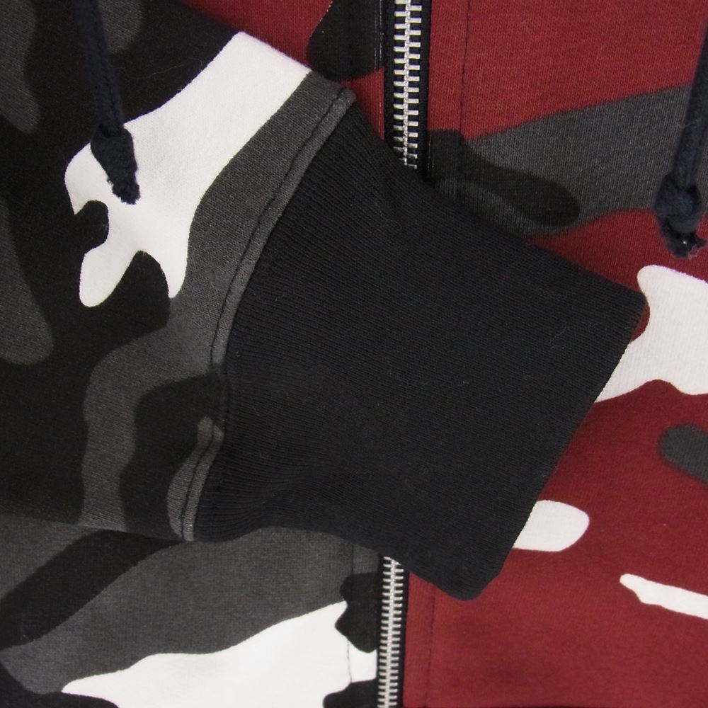 Supreme シュプリーム 13AW SMALL BOX LOGO ZIP スモール ボックスロゴ ジップ パーカー フーディー 迷彩 カモフラ ワインレッド系 ブラック系 M【中古】