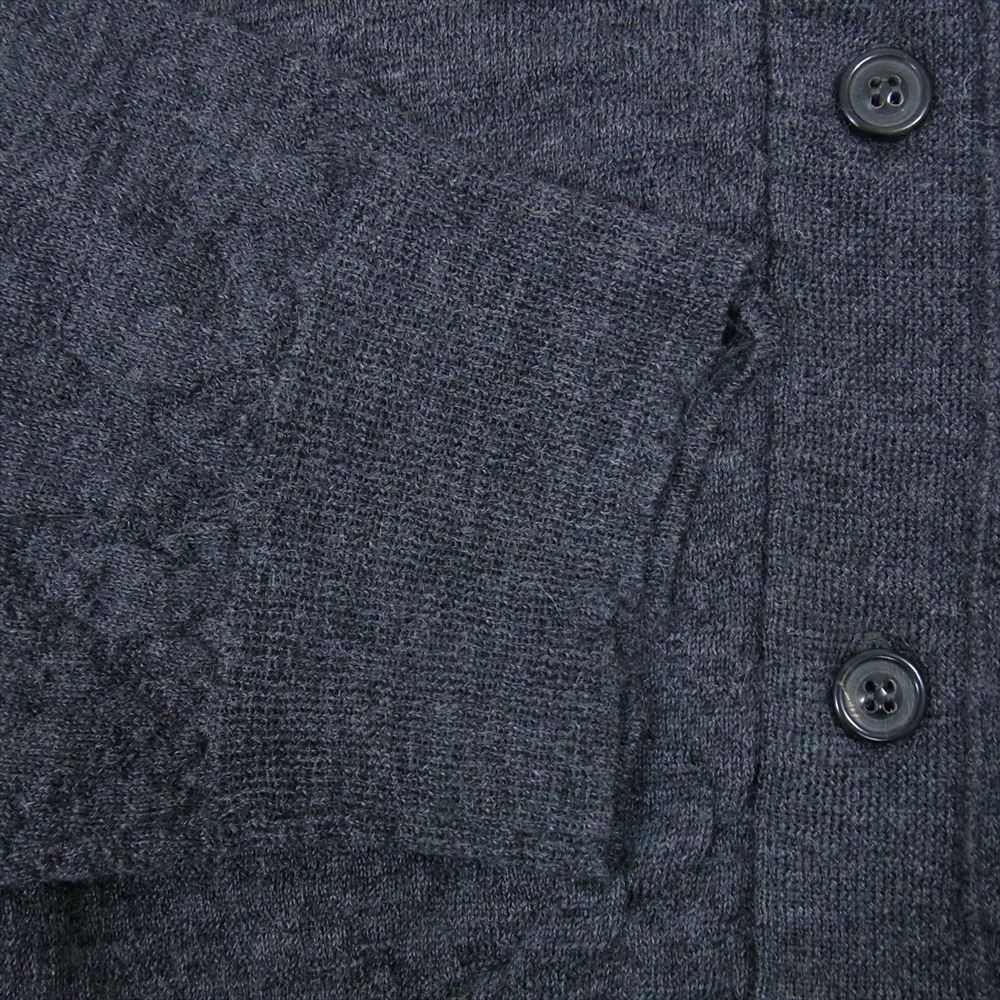 MAISON MARGIELA メゾンマルジェラ 22AW SI1HA0006 ④⑭ライン デストロイ加工 レイヤード Vネック カーディガン ダークグレー系 XL【新古品】【未使用】【中古】