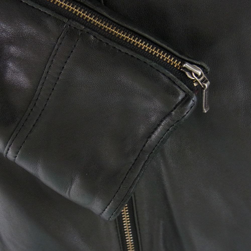 BURBERRY BLACK LABEL バーバリーブラックレーベル BMP50-723-09 襟着脱式ラビットファー 羊革 裏地チェック 中綿 レザージャケット ブラック系 M【中古】