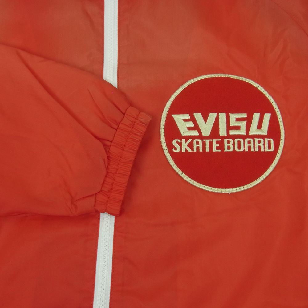 EVISU エヴィス SKATE BOARD カモメ ペイント ワッペン ナイロン ジップアップ ジャケット レッド系 40【中古】