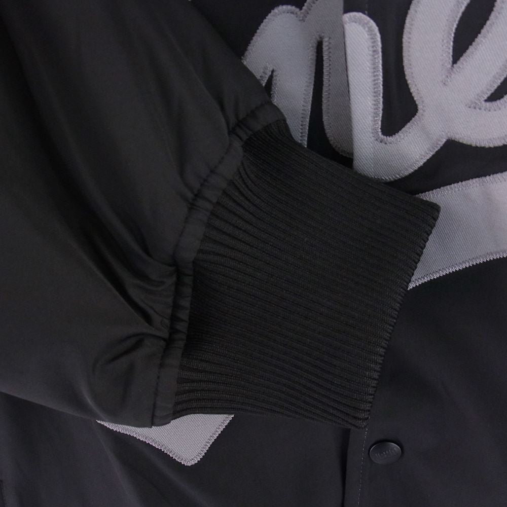NEIGHBORHOOD ネイバーフッド 23AW 232FAMSN-JKM01 × PUBLIC ENEMY パブリックエネミー × MAJESTIC マジェスティック BASEBALL JACKET ベースボール ジャケットロゴ 内キルティング ブルゾン ブラック系 XL【極上美品】【中古】