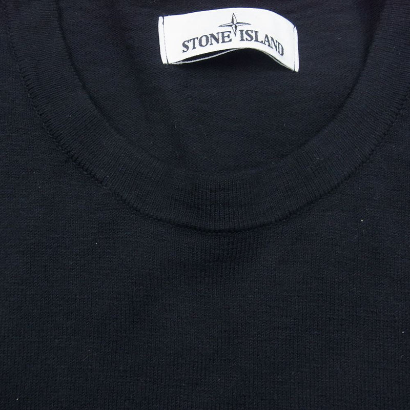 STONE ISLAND ストーンアイランド 7615502B0 ROUND NECK KNITS ラウンド ネック ニット ワッペン ロゴ セーター ブラック系 XL