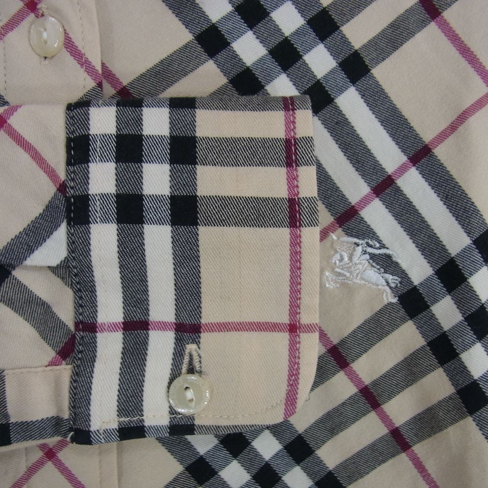 BURBERRY LONDON バーバリー ロンドン チェック ストレッチ 長袖 シャツ L【中古】