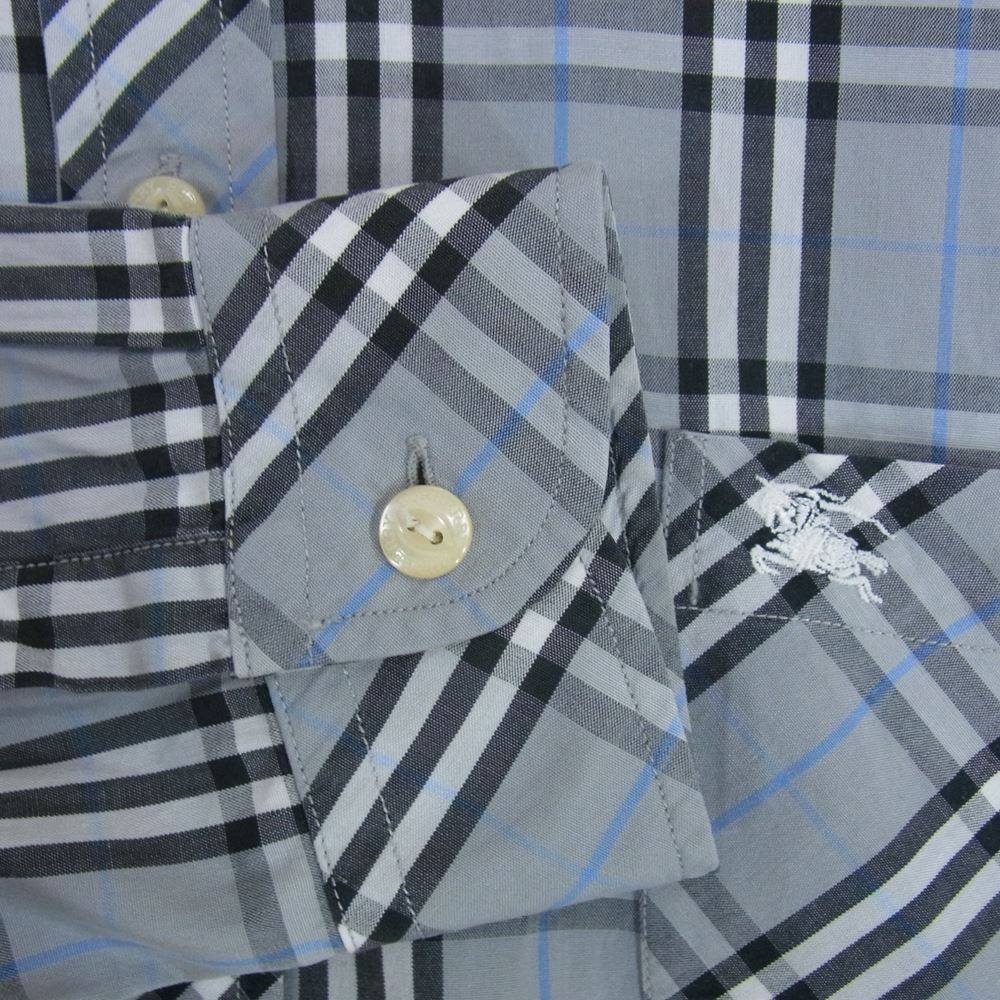 BURBERRY LONDON バーバリー ロンドン チェック 長袖 シャツ グレー系 M【中古】