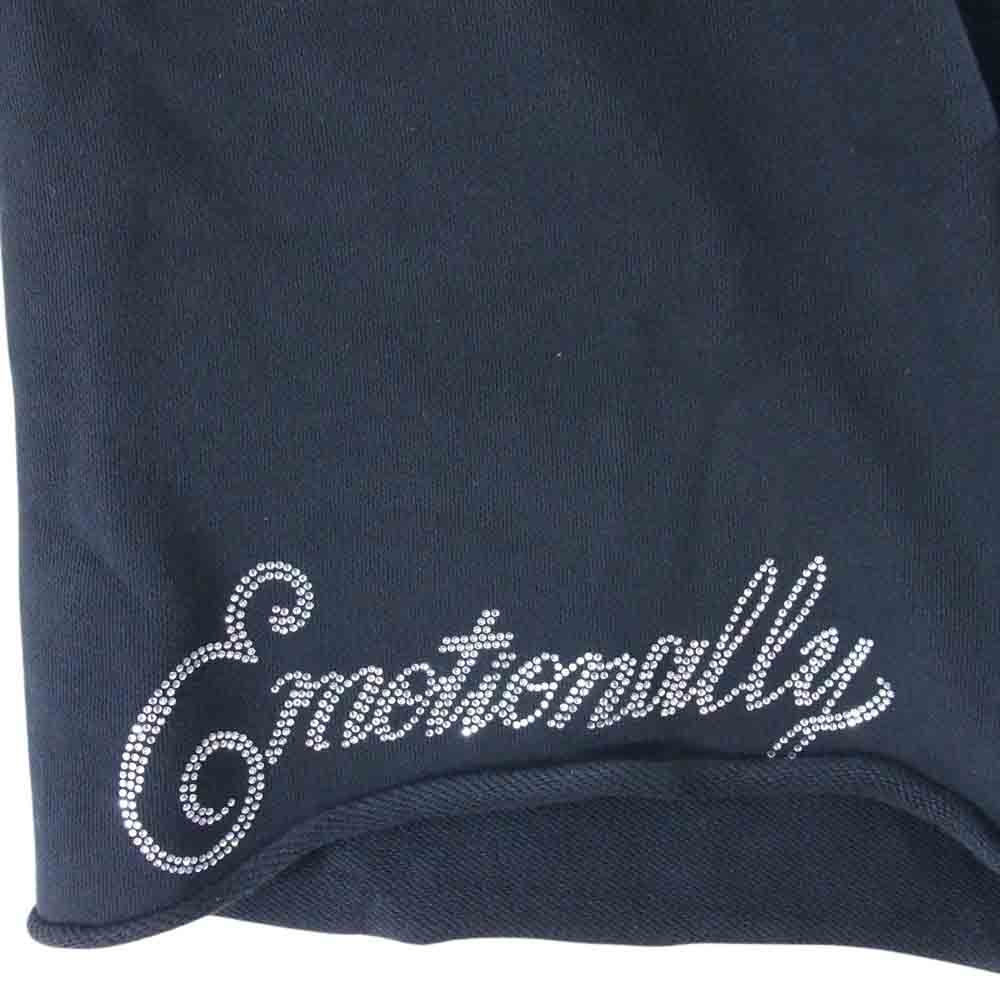 エモーショナリーアンアベイラブル EU-SS23-SS3-BLK2 ラメ ロゴ スウェット ショーツ ショートパンツ ブラック系 M【中古】