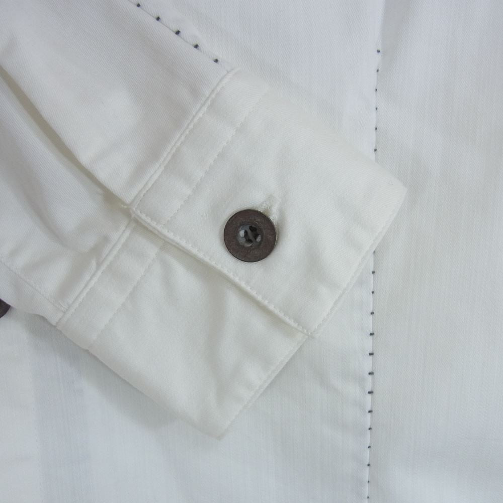 ジオールドサーカス 1101 White denim stretch dungaree over lock stitch shirts オーバーロックステッチ 長袖 シャツ ホワイト系 3【中古】