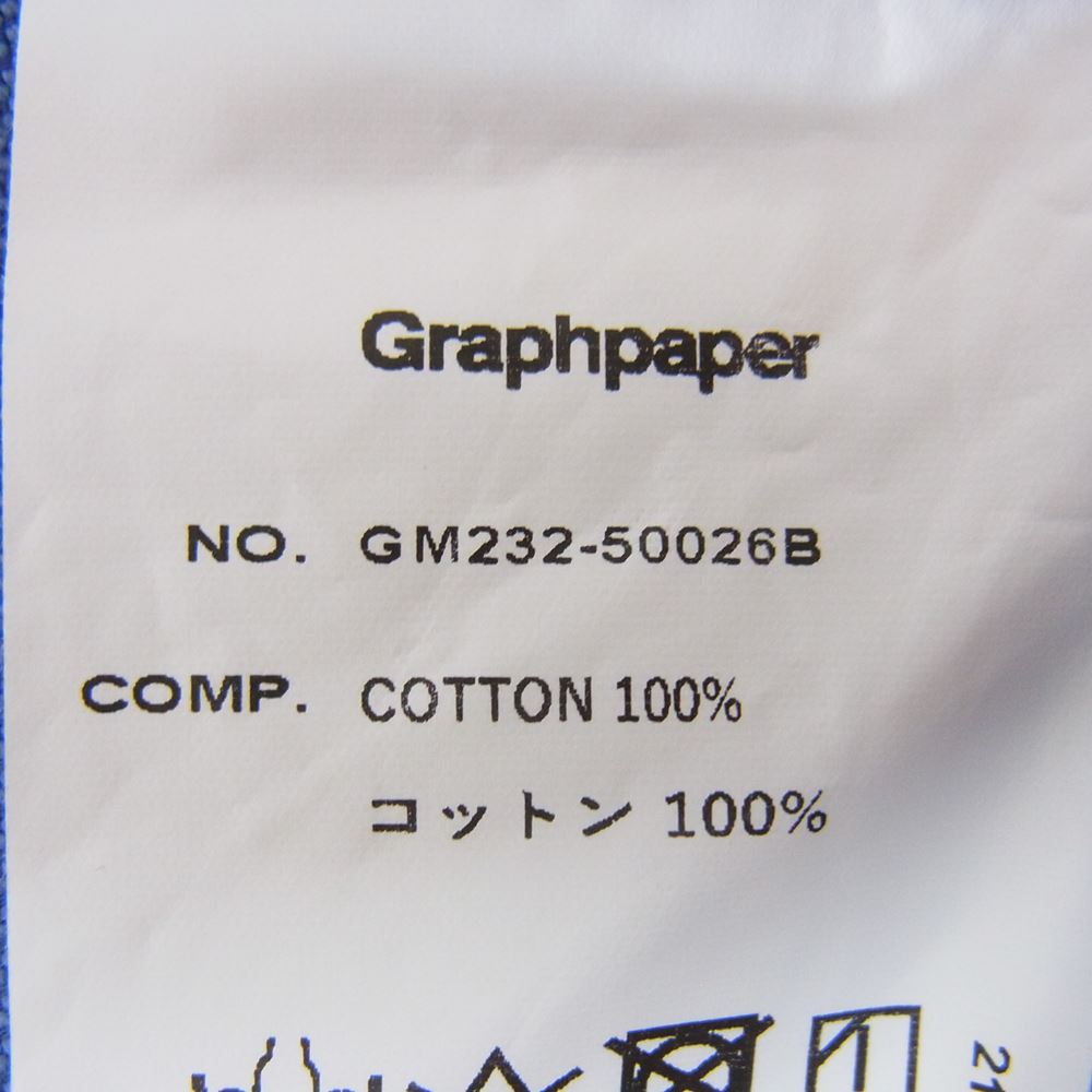 GRAPHPAPER グラフペーパー 23SS GM232-50026B Oxford S/S Oversized B.D Pullover Shirt オックスフォード オーバーサイズ ボタンダウン プルオーバー シャツ 半袖 ブルー系 F【中古】
