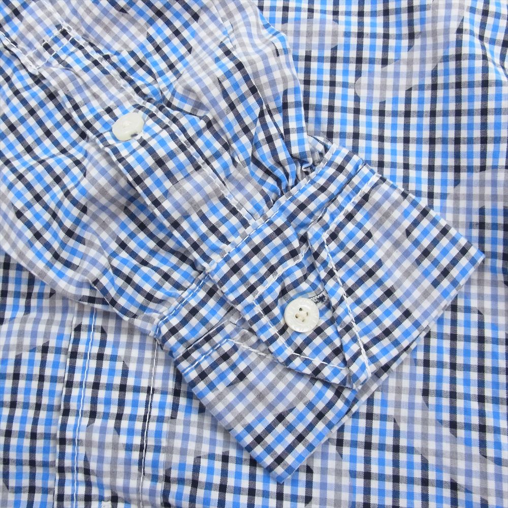 EVISU エヴィス YAMANE ヤマネ カモメ 刺繍 チェック 長袖 シャツ ブルー系 40【中古】