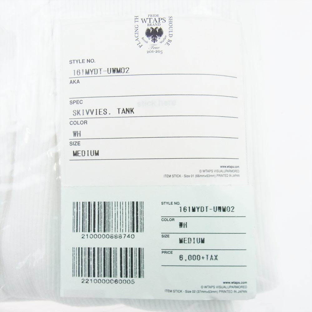 WTAPS ダブルタップス 161MYDT-UWM02 SKIVVIES TANK 3 PIECE TANK TOPS パック タンクトップ ホワイト Mサイズ ホワイト系 M【新古品】【未使用】【中古】