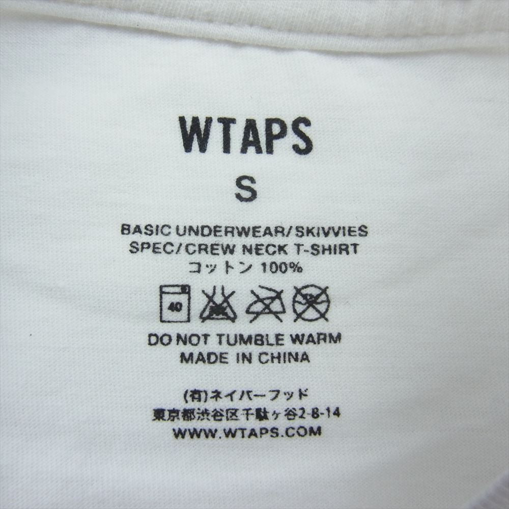 WTAPS ダブルタップス 161MYDT-UWM01 SKIVVIES TEE CREW NECK T-SHIRTS パック Tシャツ クルーネック ホワイト系 S【極上美品】【中古】