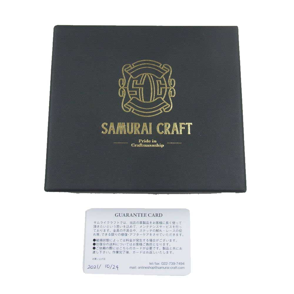 サムライクラフト コンチョボタン 折りたたみ財布 レザーウォレット ブラウン系【中古】