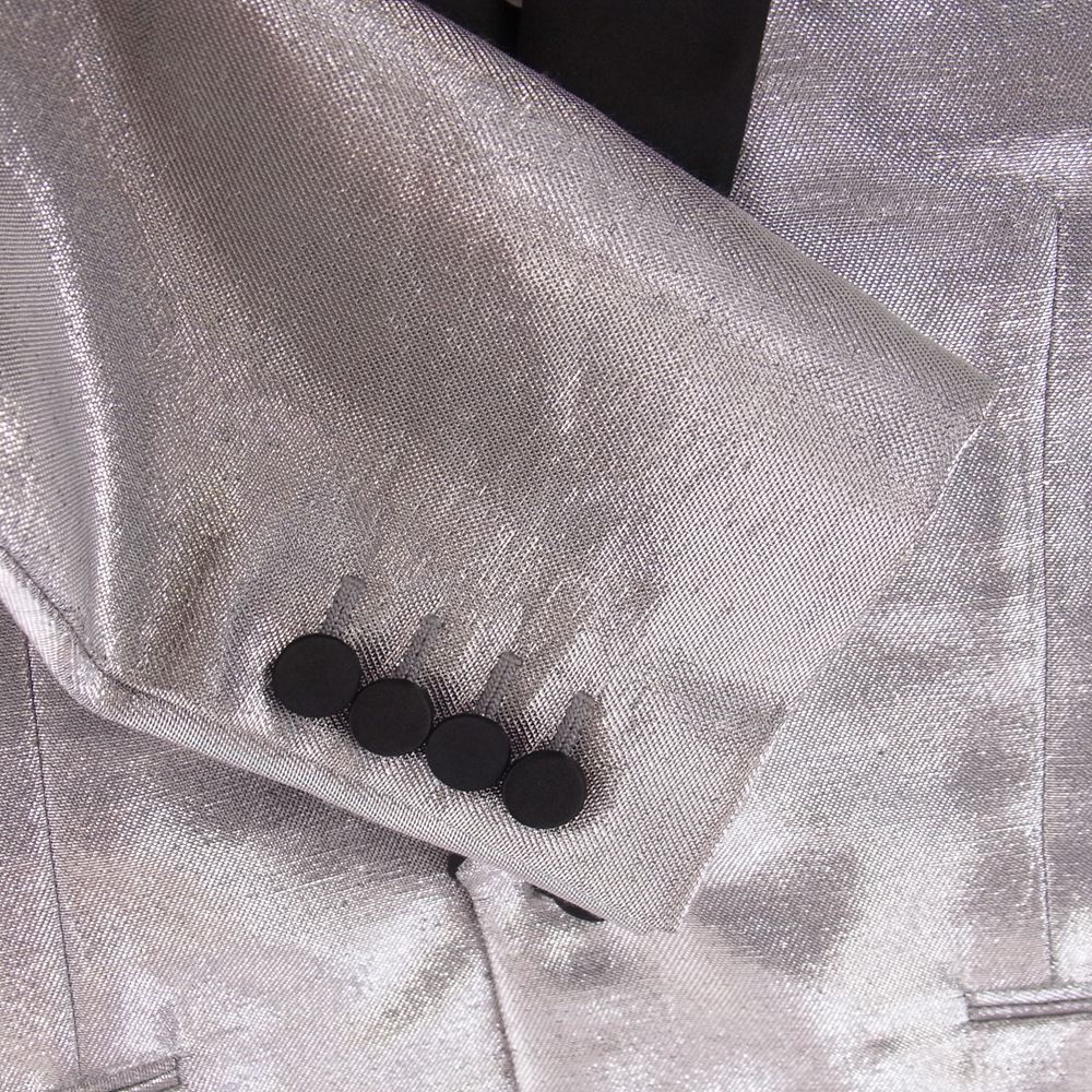 SAINT LAURENT サンローラン 392913 Y004P シルバー メタリック テーラード ショールカラー スモーキング ジャケット シルバー系 48【中古】