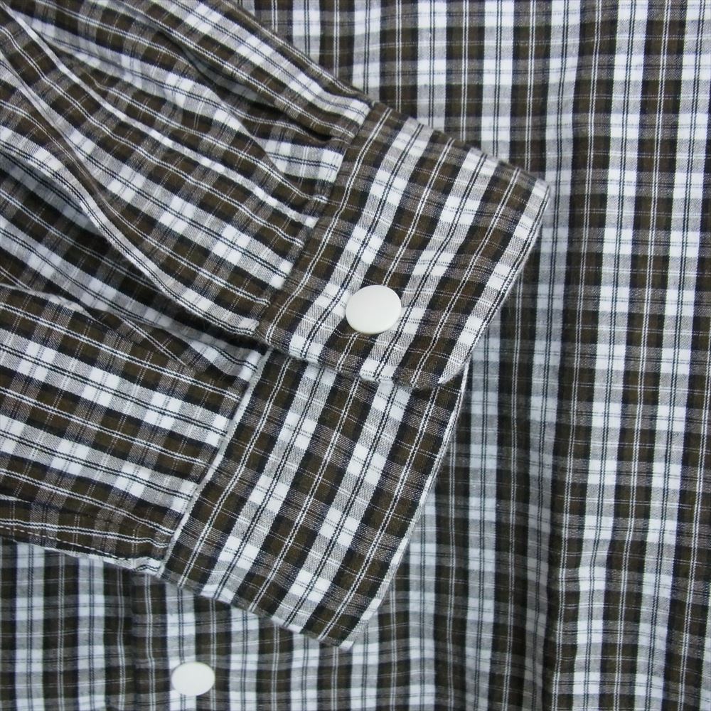 YAECA ヤエカ 12119 COMFORT SHIRT RELAX STANDARD コンフォート チェック シャツ ブラウン系 ホワイト系 M【中古】