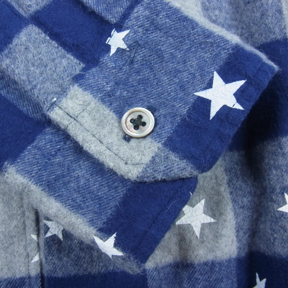 uniform experiment ユニフォームエクスペリメント UE-156142 スター 総柄 長袖 チェック シャツ ブルー系 2【中古】