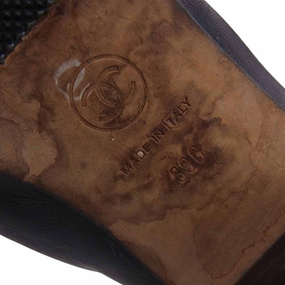 CHANEL シャネル ココマーク レザー ヒール ショートブーツ アンクルブーツ ブラック系 39C【中古】