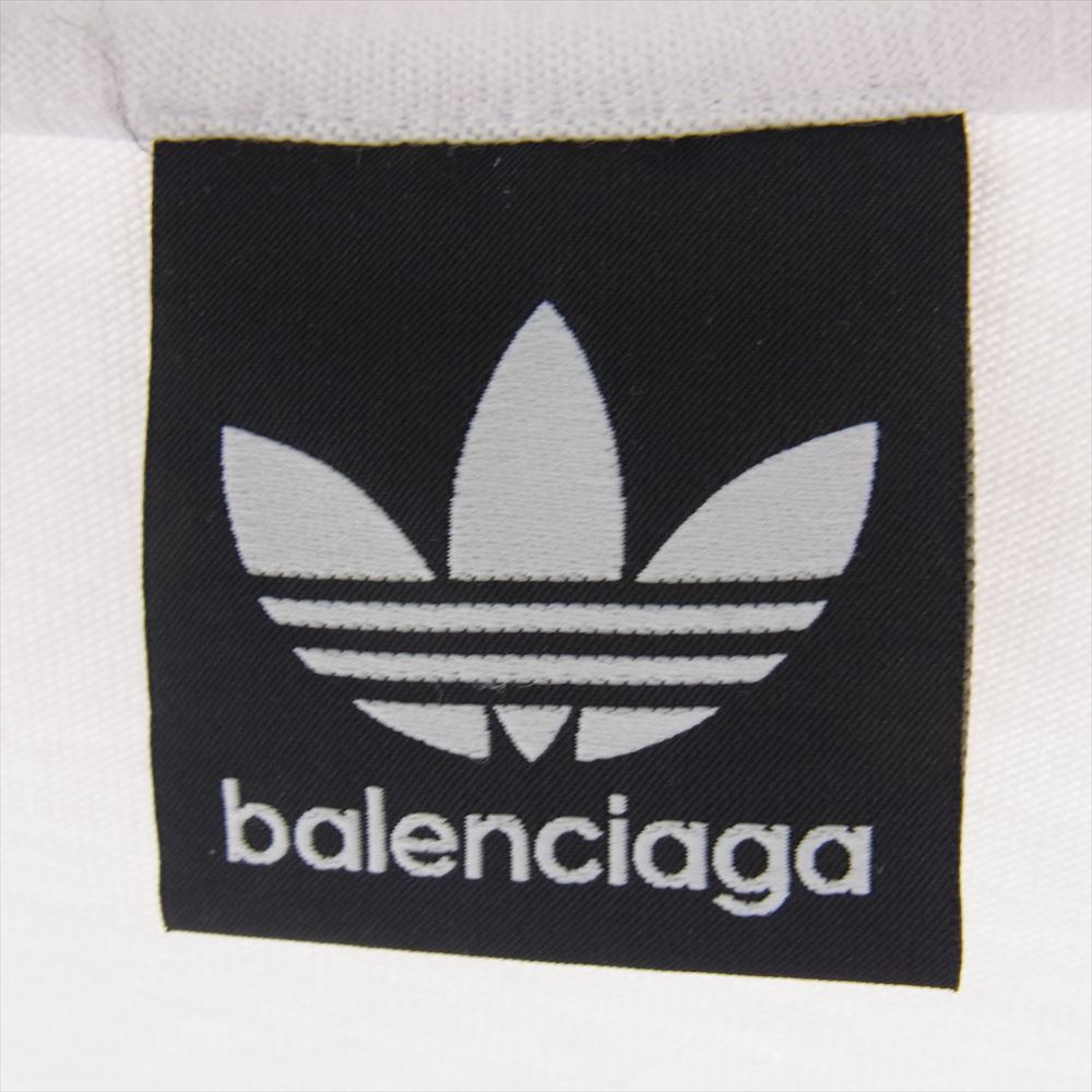 BALENCIAGA バレンシアガ 23SS 731769 TNVA6  × ADIDAS アディダス ロゴ デザイン オーバーサイズ Tシャツ ホワイト系 L【中古】