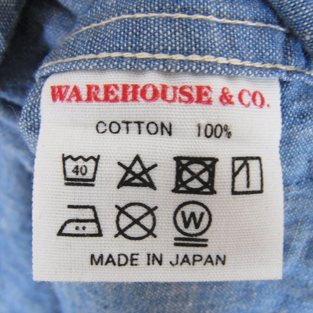 WAREHOUSE ウエアハウス OPEN COLLAR SHIRTS イタリアンカラー オープンカラー 半袖シャツ ブルー系【中古】