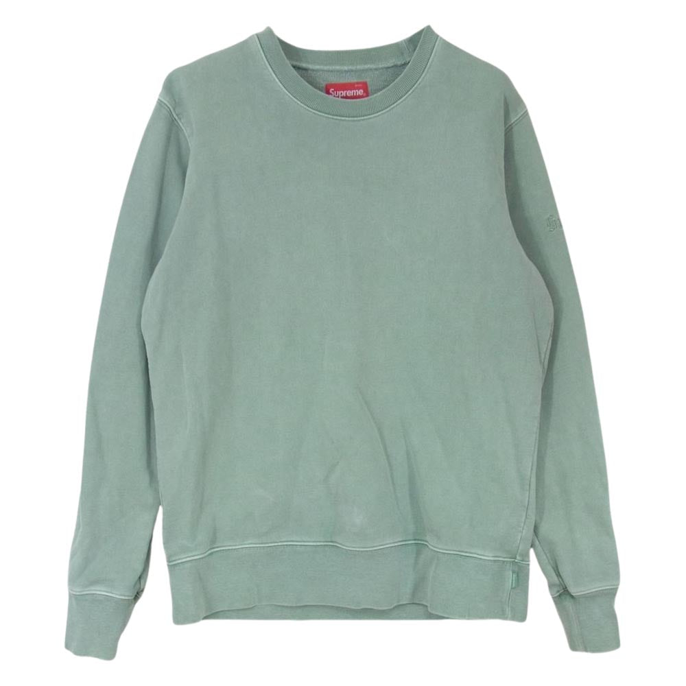 Supreme シュプリーム 17SS Overdyed Crewneck オーバーダイ 後染め クルーネック スウェット トレーナー ライトグリーン系 S【中古】
