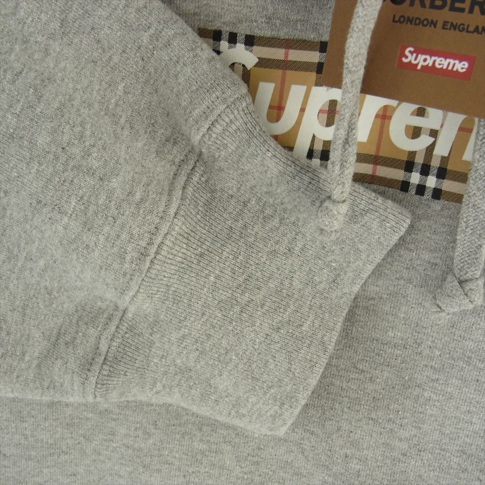 Supreme シュプリーム 2SS Burberry Box Logo Hooded Sweatshirt スウェット パーカー グレー系 L【美品】【中古】