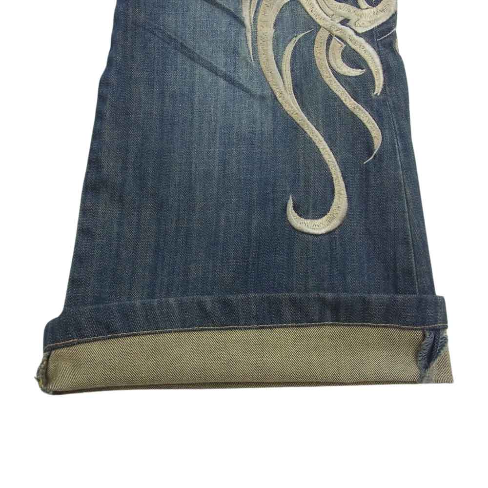 トルネードマート TPT-4210 トライバル刺繍 ブーツカット フレア デニム パンツ インディゴブルー系 M【中古】