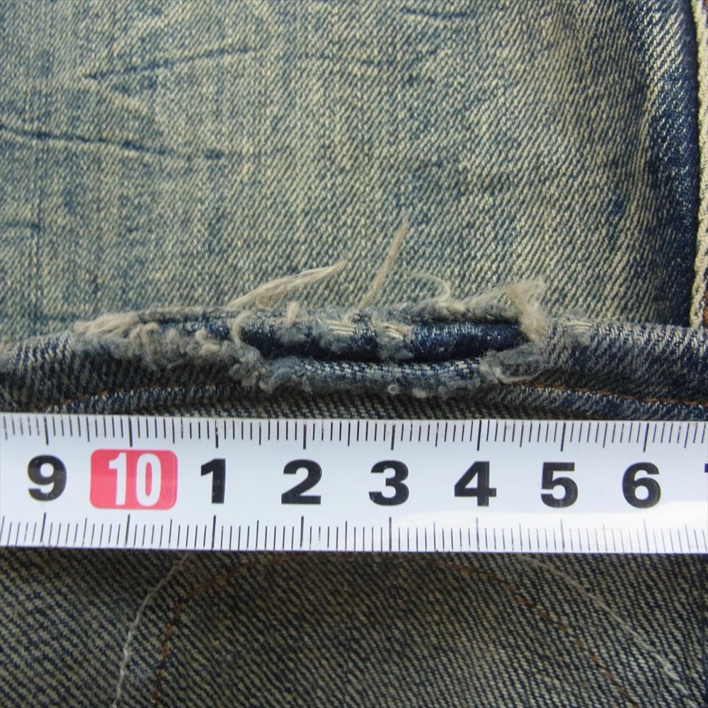 トルネードマート TPT-7613-2 ヴィンテージ加工 パイソン柄 パッチワーク ブーツカット フレア ボタンフライ デニムパンツ インディゴブルー系 M【中古】