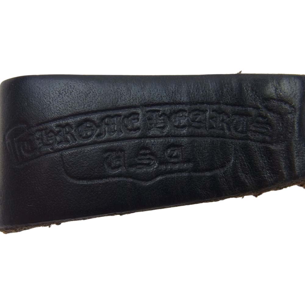 CHROME HEARTS クロムハーツ(原本無) BELT LOOP ハート ボール ボタン レザー ベルトループ ブラック系【中古】