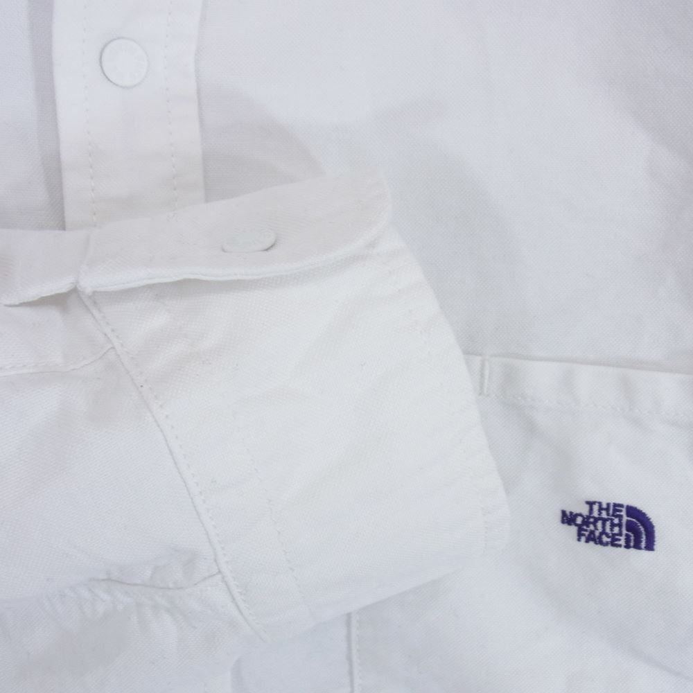 THE NORTH FACE ノースフェイス NT3050N PURPLE LABEL パープルレーベル オックスフォード ロゴ刺繍 シャツ 長袖 ホワイト系 L【中古】