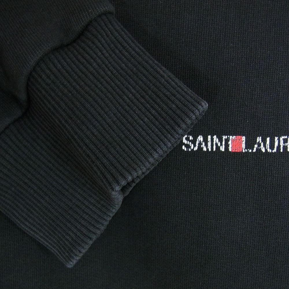 SAINT LAURENT サンローラン 464581 ロゴプリント プルオーバー スウェット フーディー パーカー ブラック系 S【中古】