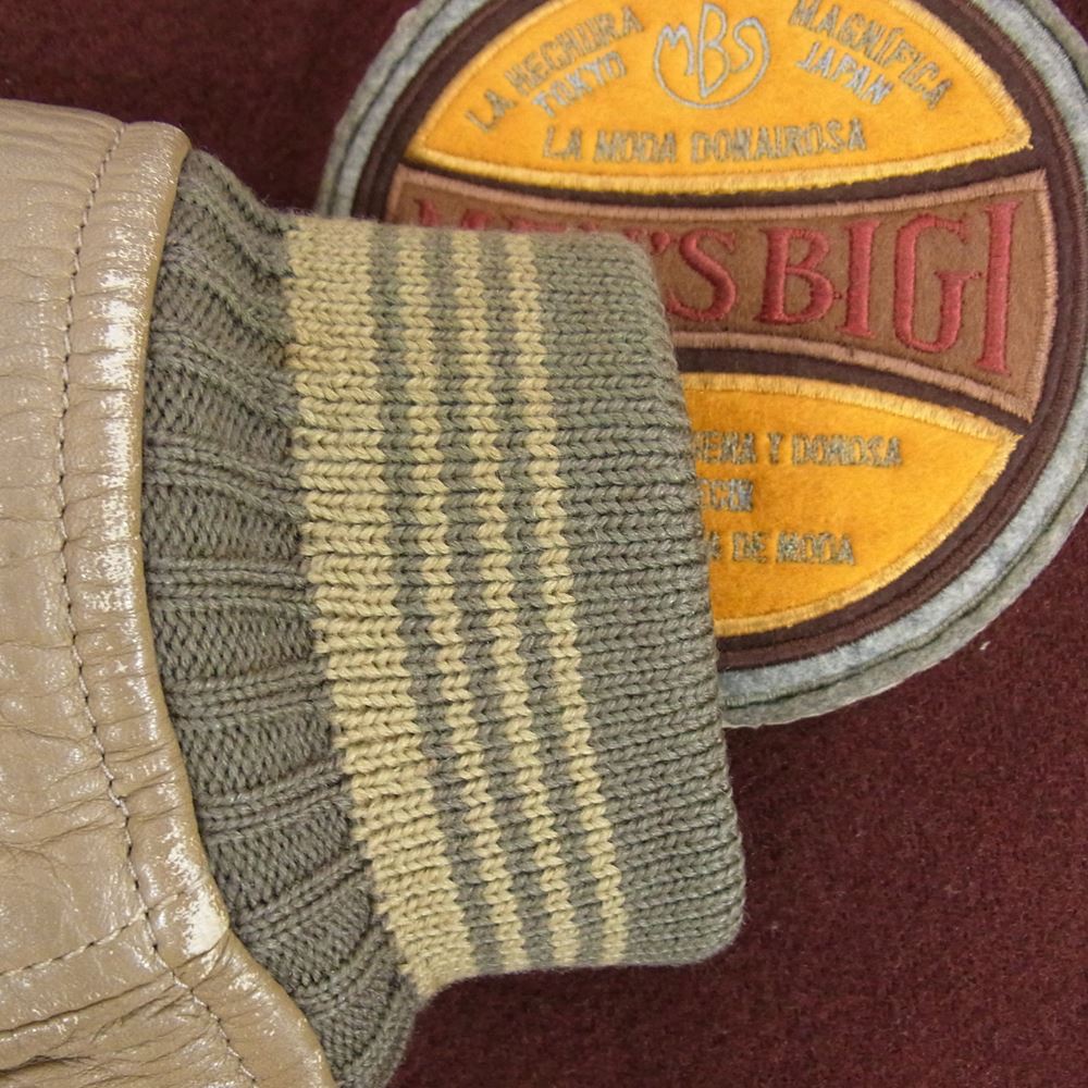 MEN'S BIGI メンズビギ JM-1A63 80s 袖切替 ウール スタジャン バーシティジャケット エンジ系 L【中古】