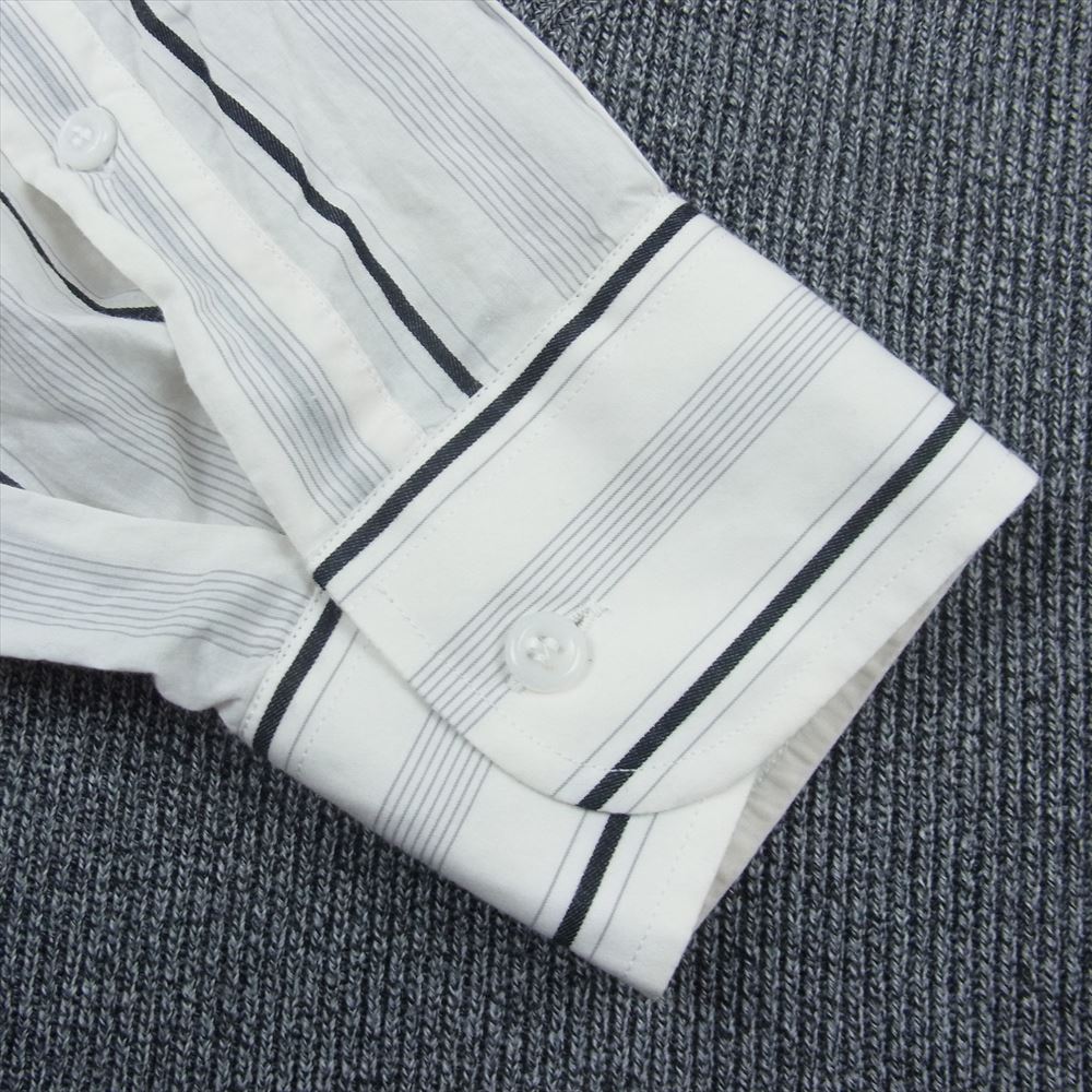 MAISON MARGIELA メゾンマルジェラ 20SS S51DL0278 ①ライン Vネック ニット ドッキング シャツ切替 ワンピース グレー系 ホワイト系 XS【中古】