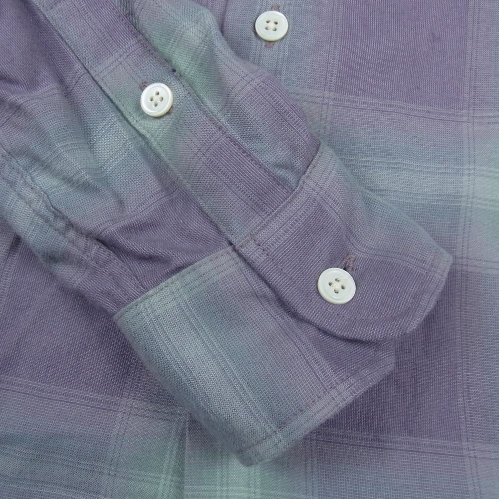 WACKO MARIA ワコマリア 22SS OMBRE CHECK OPEN COLLAR SHIRT L/S TYPE-2 オンブレ チェック シャツ パープル系 M【中古】