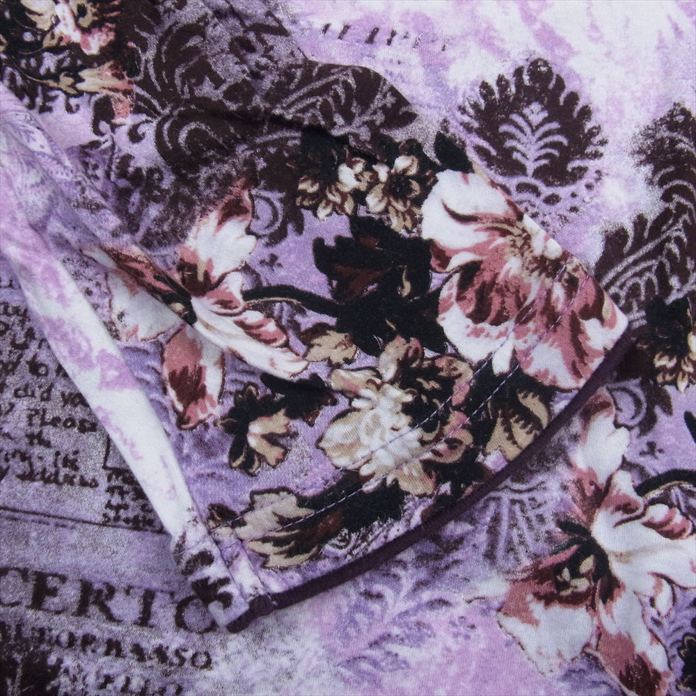 TORNADO MART トルネードマート フラワー メッセージプリント サイドドローコード レイヤードネック カットソー 長袖 Tシャツ パープル系【中古】