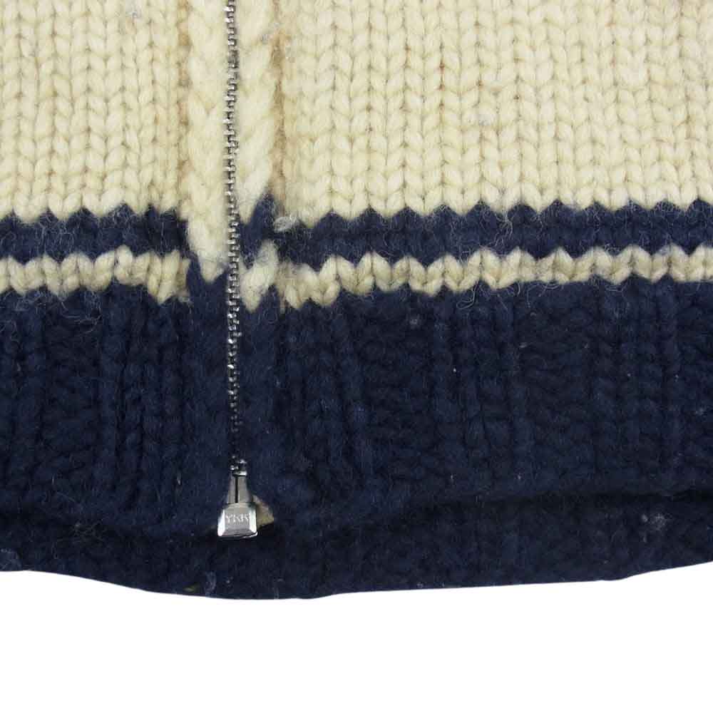 カナディアンセーター ナンバリング12 カウチンニット セーター フルジップ ジャケット カーディガン オフホワイト系【中古】