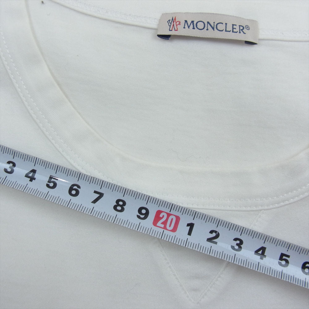 MONCLER モンクレール 19SS D10918032500 8390Y MAGLIA T-SHIRT ダブルロゴワッペン付 クルーネック 半袖 Tシャツ ホワイト系 L【美品】【中古】