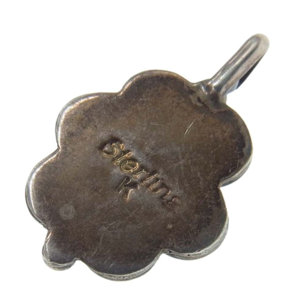 ナバホ族 インディアンジュエリー作者不明 unknown K刻印 ターコイズ フラワー ペンダントトップ シルバー系【中古】