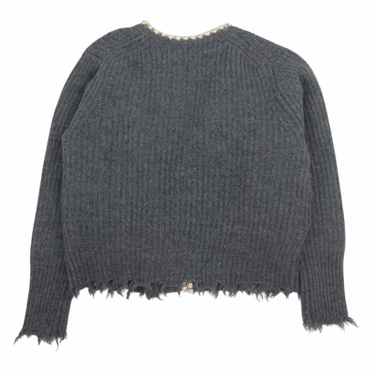 MADISON BLUE マディソンブルー MB224-8012 PEARL DAMAGE CD BRITISH WOOL パール ダメージ ブリティッシュ ウール 羽織り カーディガン グレー系 XS【美品】【中古】