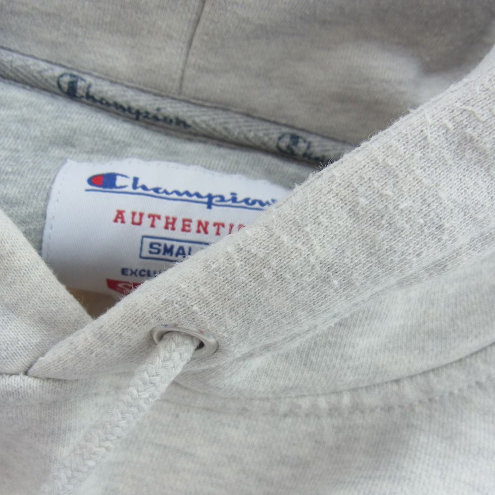 Supreme シュプリーム 18AW × Champion チャンピオン Label Hooded Sweatshirt ラベル フーデッド スウェット パーカー グレー系 S【中古】