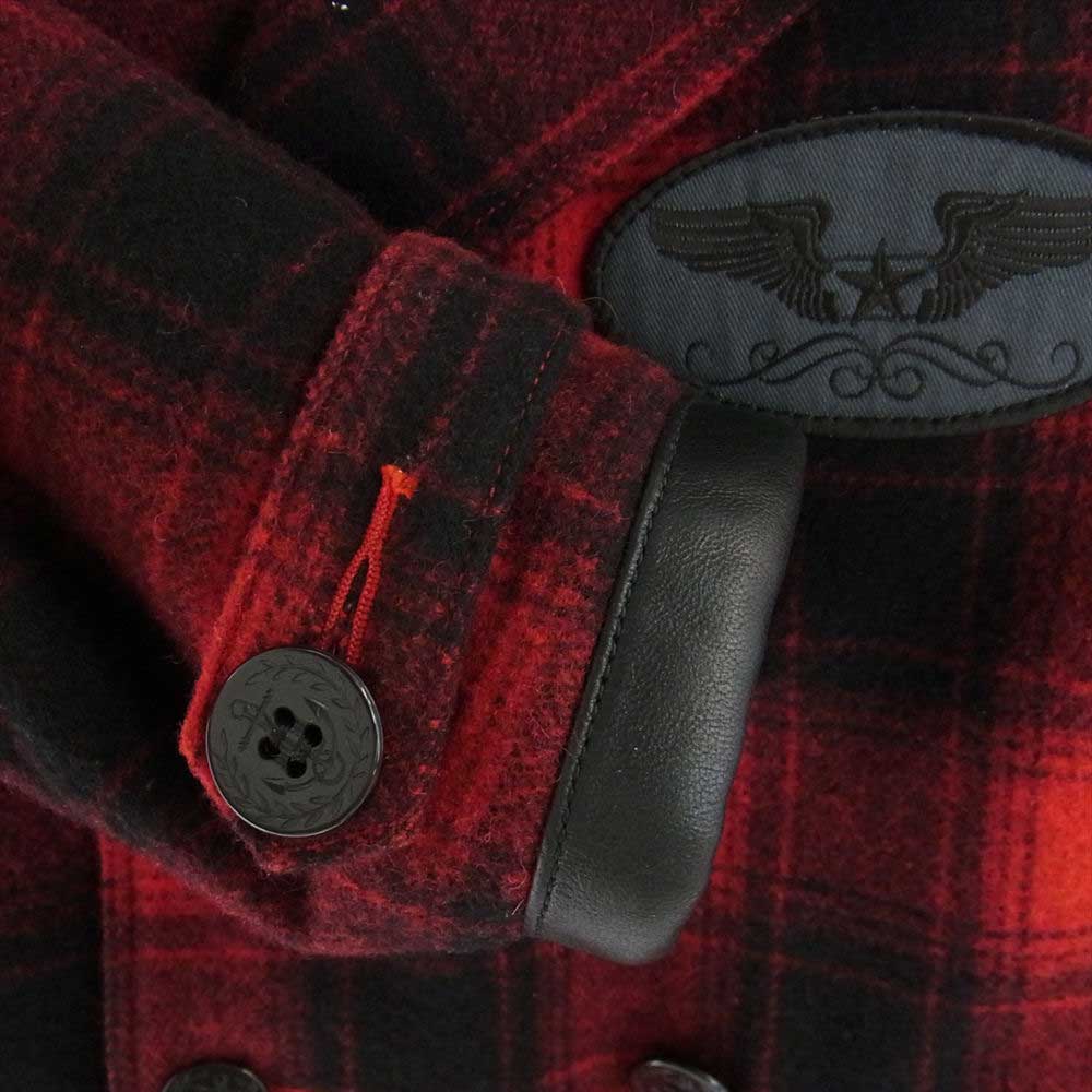 THE FLAT HEAD ザフラットヘッド HARDBIRD ウール ダブル ジャケット レッド系 ブラック系 36【美品】【中古】