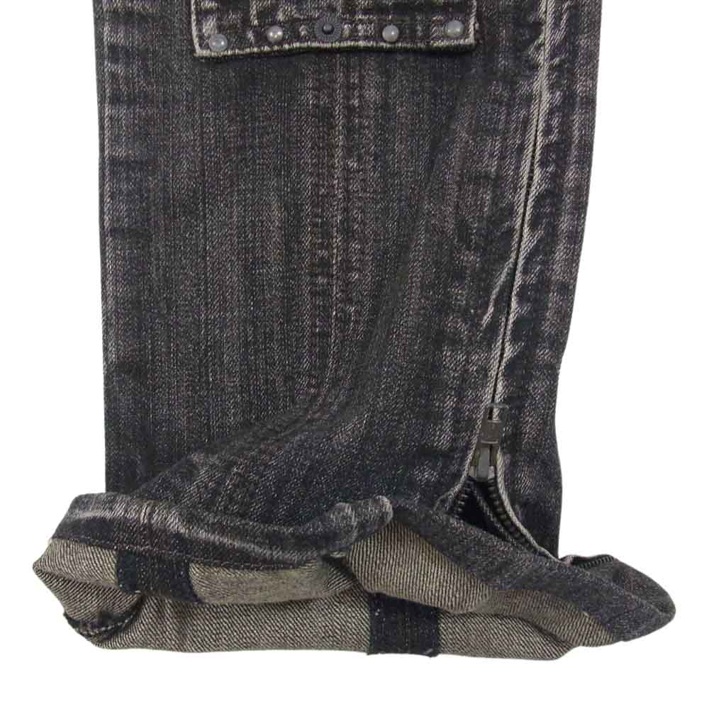 TORNADO MART トルネードマート TPT-7618 製品加工 裾ジップ スタッズ ブーツカット バイカー デニム パンツ ブラック系 L【中古】