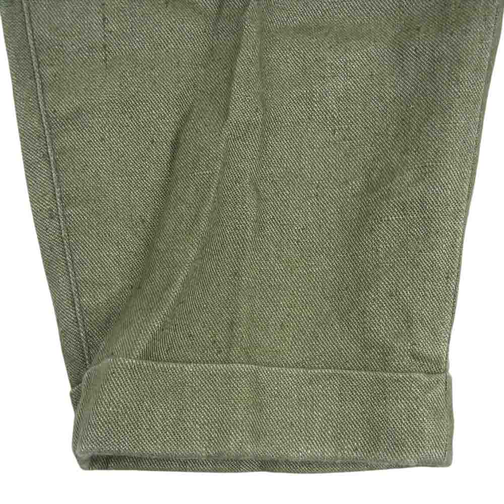 BEAMS ビームス 38-23-0144-139 PLUS プラス 2プリーツ リネン トラウザーズ パンツ 中国製 カーキ系 M【中古】