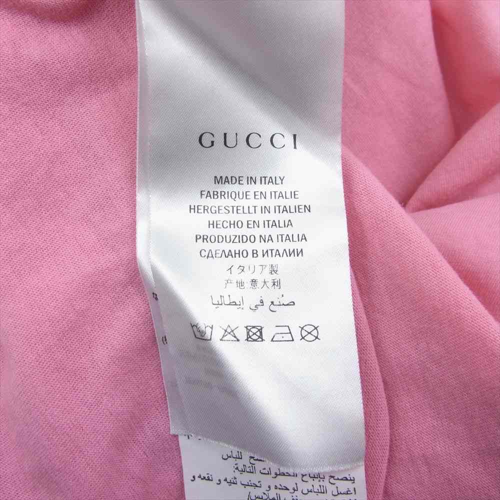 GUCCI グッチ 493117-X3N87 ロゴ プリント ダメージ Tシャツ ピンク系 S【中古】