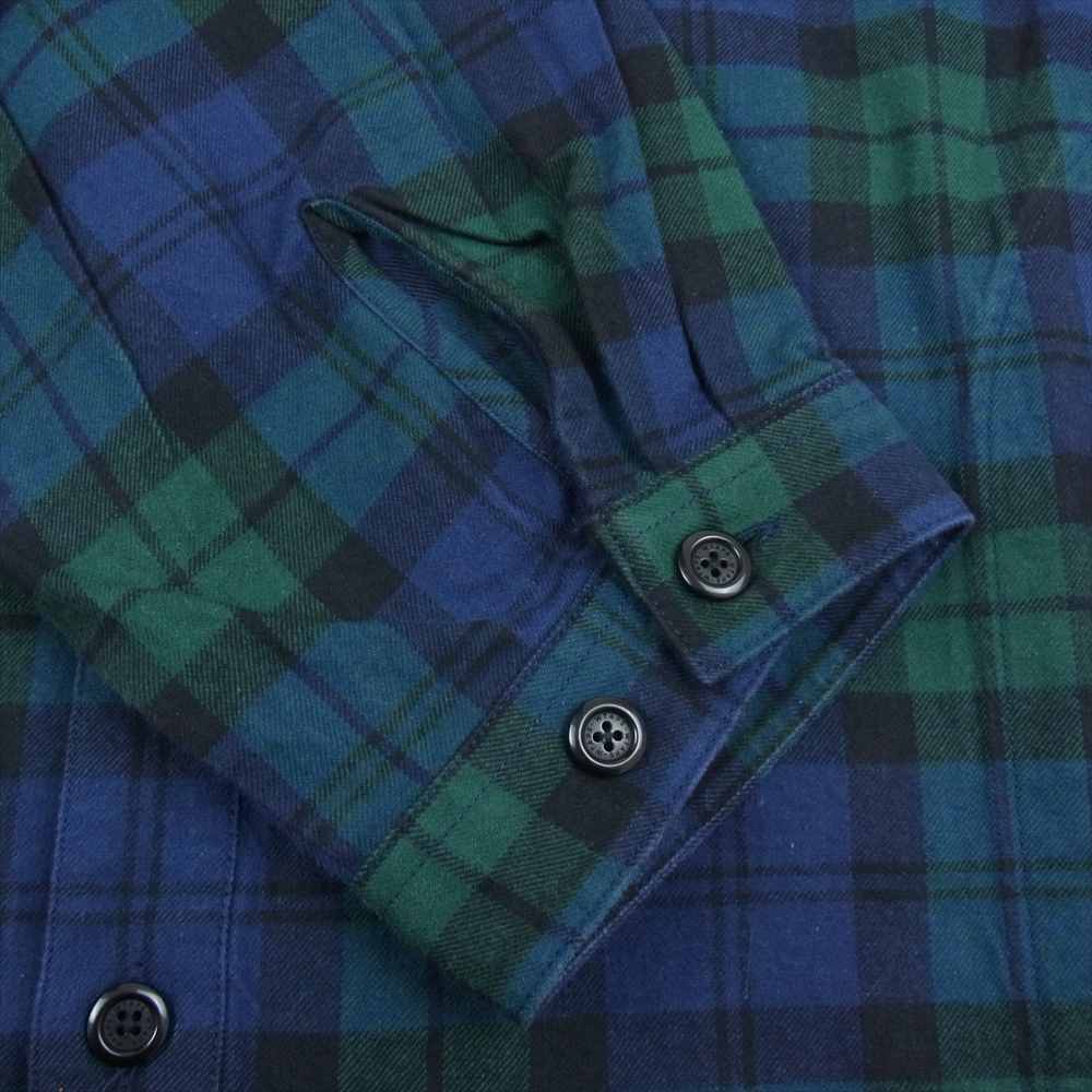 WTAPS ダブルタップス 22SS 221TQDT-SHM02 GREEN WCPO 02 LS COTTON FLANNEL TEXTILE オーバー シャツ コットン フランネル テキスタイル チェック グリーン系 03【美品】【中古】