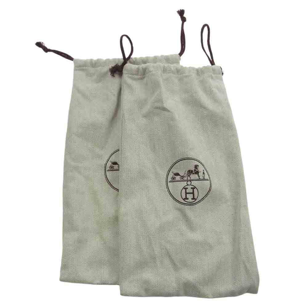 HERMES エルメス レザー パンプス フラット シューズ ブラック系 37【中古】