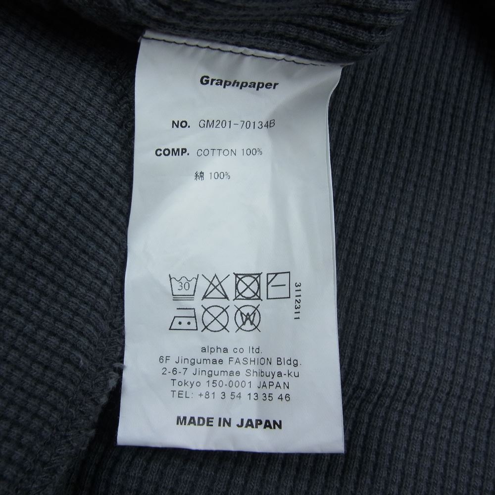 GRAPHPAPER グラフペーパー GM201-70134B Waffle S/S Tee ワッフル 半袖 Tシャツ グレー系 2【中古】