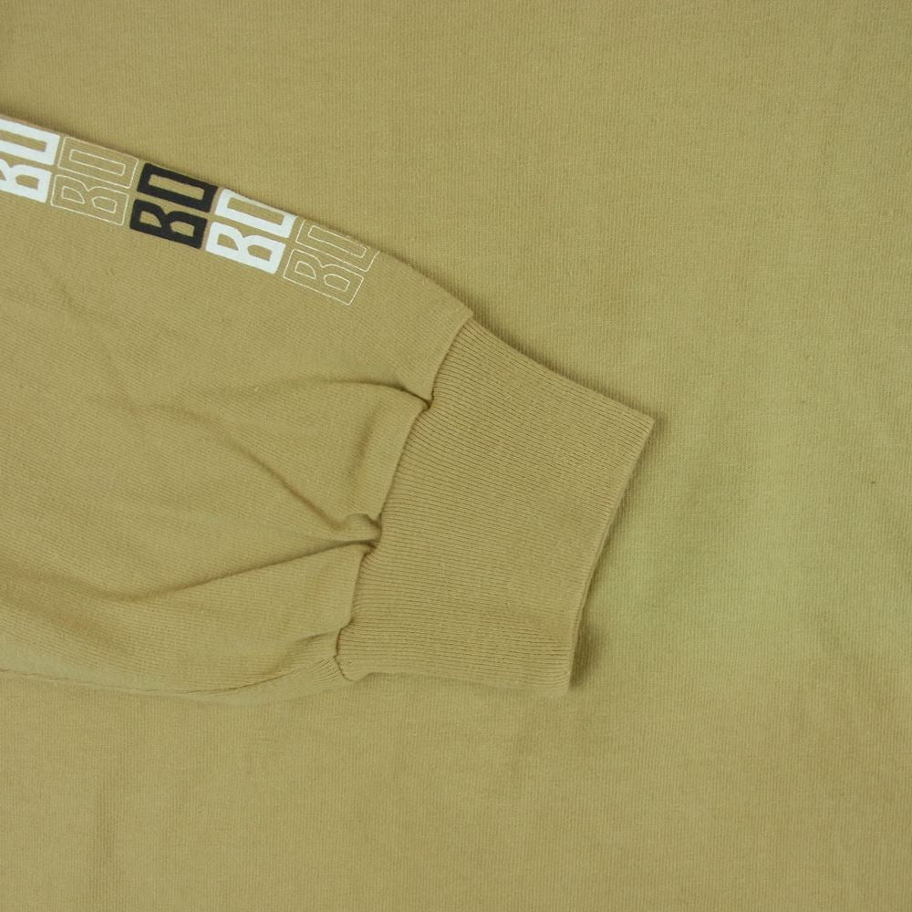 ボーゲン 袖ロゴ プリント クルーネック 長袖 Tシャツ コットン 日本製 ベージュ系 M【中古】