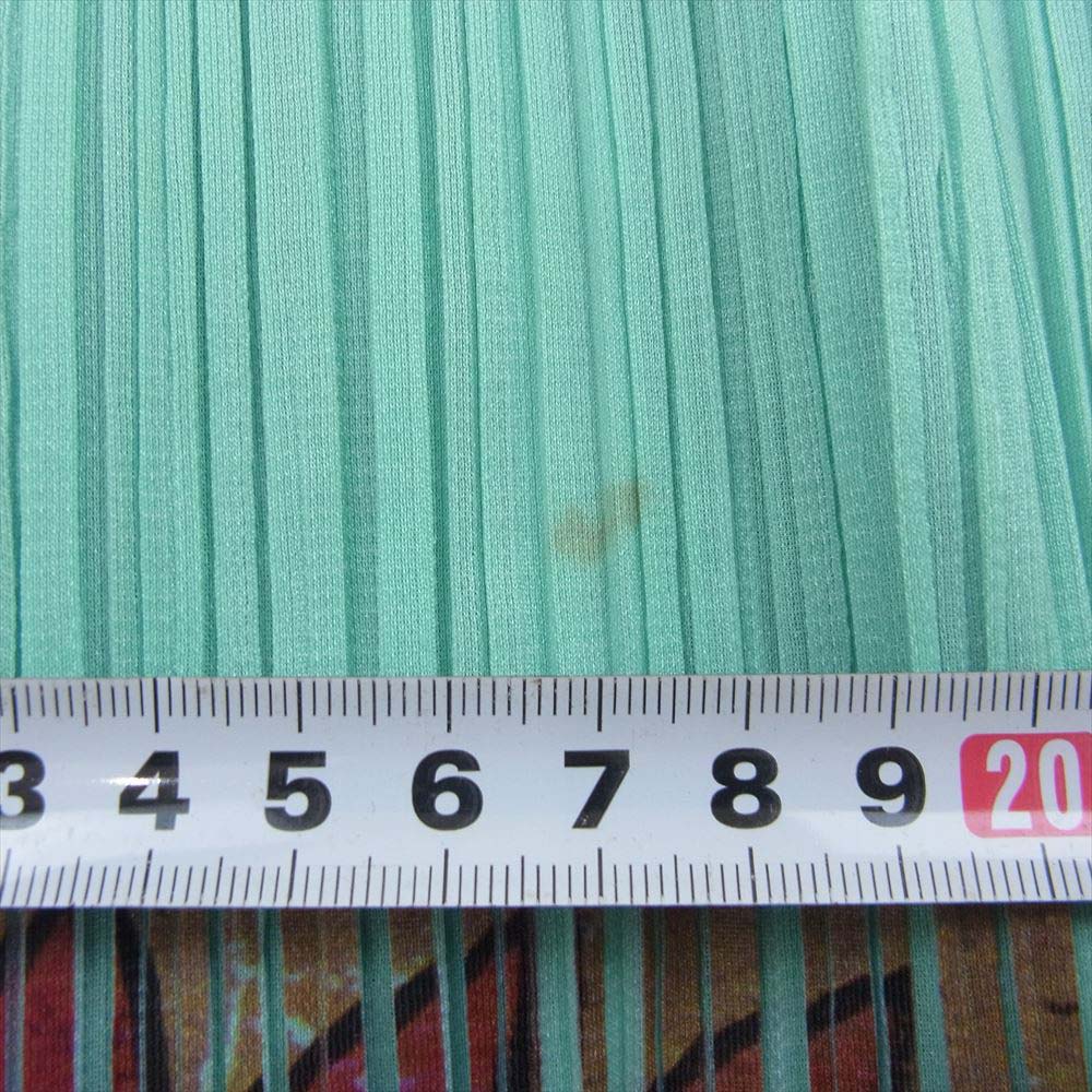 PLEATS PLEASE プリーツプリーズ イッセイミヤケ PP83-JH216 プリーツ加工 転写 プリント フラワー ノースリーブ ロング ワンピース グリーン系 2【中古】