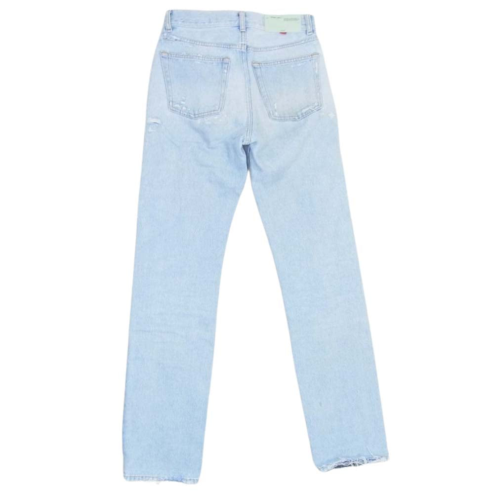 OFF-WHITE オフホワイト OWYA001R18386021 Distressed High-rise Straight leg Jeans ZIP 再構築 デニムパンツ インディゴブルー系 24【中古】