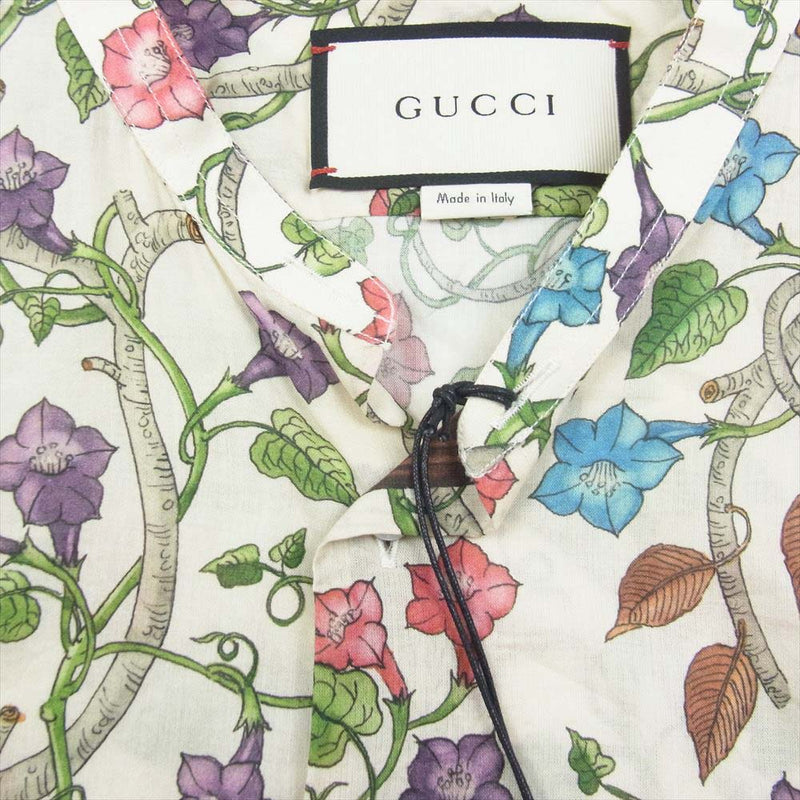 GUCCI グッチ 450501 コットン ボタニカル 総柄 ノーカラー 長袖シャツ